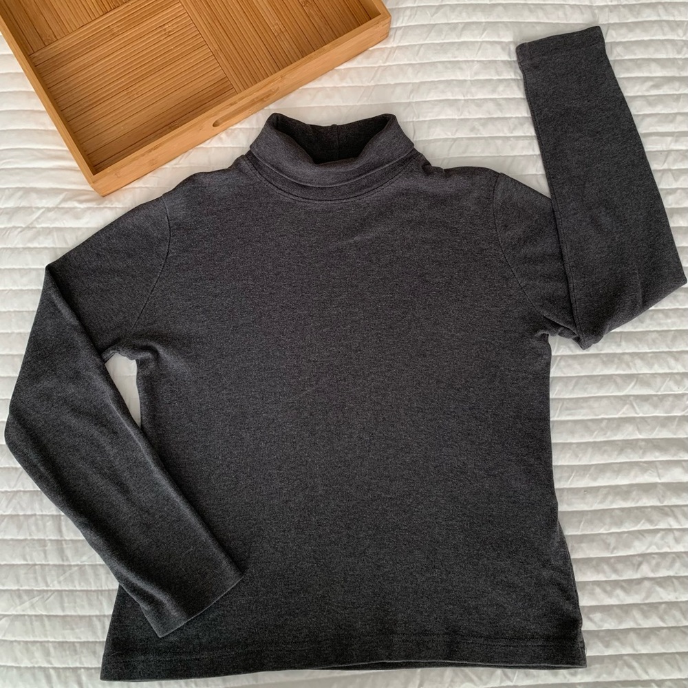 Cherokee Dark Grey Marled Turtleneck Long Sleeve Fold Over Neck Classic Women M